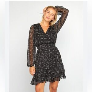 zara black polka dot dress Audrey